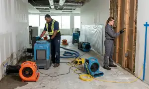 Structural drying equipment for water damage restoration in Lewisville, TX home